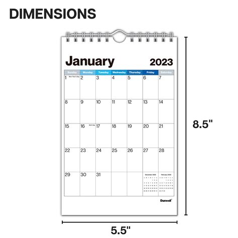 Buy Dunwell Small Wall Calendar 2022 2023 Blue Shades Use July