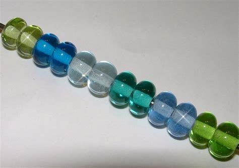 Sea Spacers 12 Lampwork Glass Beads Shiny Or Etched Ocean Water Color Sea Glass Teal Aqua