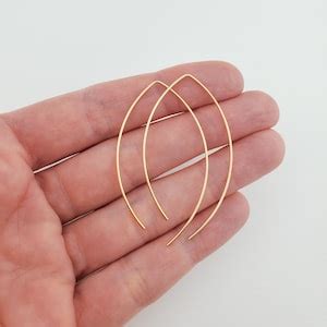 Thin Solid Gold Open Hoop Threader Earrings 14k 18k 22k Gold Mother S