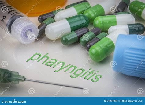 Pharyngitis Medicines And Syringes As Concept Stock Image Image Of