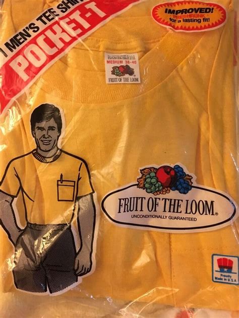 Vtg Fruit Of The Loom Yellow Pocket T Shirt Medium Blank Usa 1986