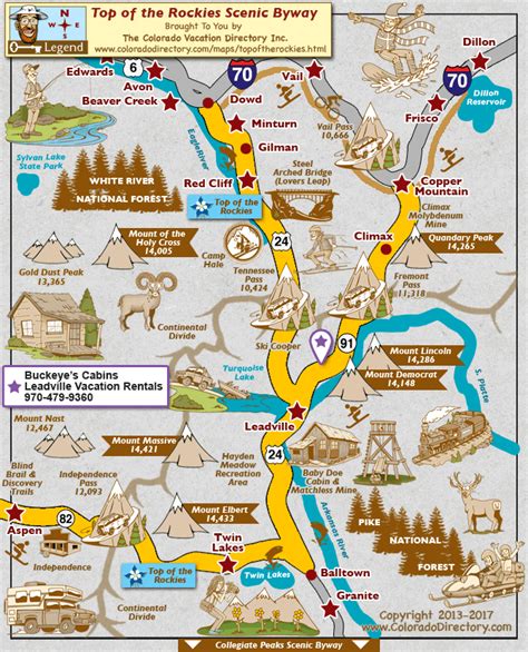 Top Of The Rockies Scenic Byway Map Colorado Vacation Directory