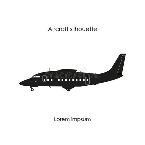 Black Airplane Silhouette On A White Background Top View