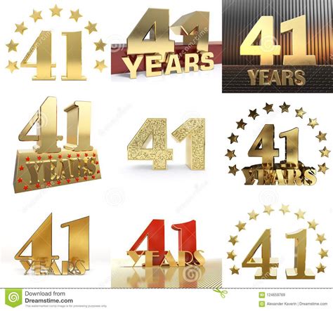Set Of Number Forty One Year 41 Year Celebration Design Anniversary
