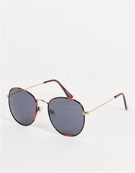 madein round lens sunglasses with tort frame asos