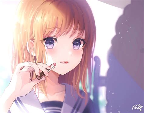 Anime Girl Wearing Lipstick
