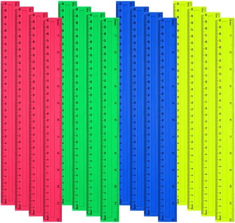 16 Pack Flexible Rulers 30cm Plastic Ruler Straight Measuring Tool For