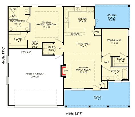 Two Bedroom Country Ranch 68441vr Architectural Designs House Plans