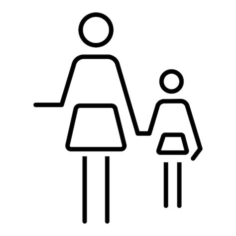 Icono De Línea De Madre E Hija Concepto De Familia Monoparental