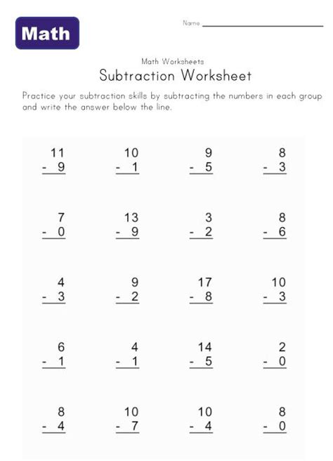 simple subtraction worksheet  math pinterest subtraction