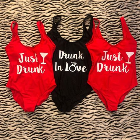 Personalize Drunk In Love Just Drunk Bride Bridesmaid Swimsuit Bathing