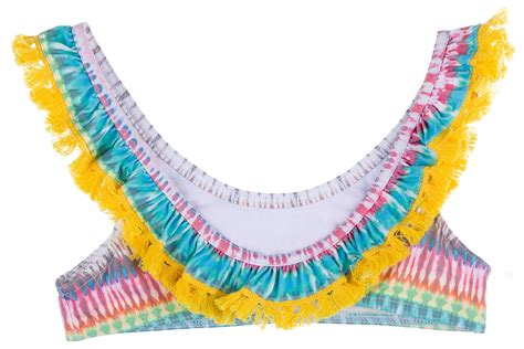 Maricruz Moda Infantil Bikini Niña Estampado Tie Dye Con Cuello Volante