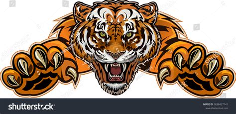 Angry Tiger Jump Color Tattoo Stock Vector Royalty Free 1638427141