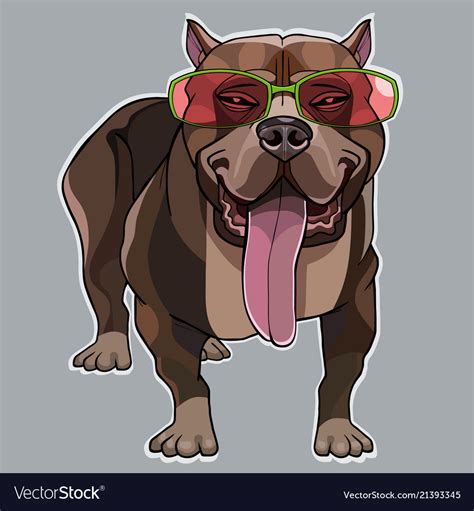 Cartoon Muscular Dog A Pitbull In The Pink Glasses