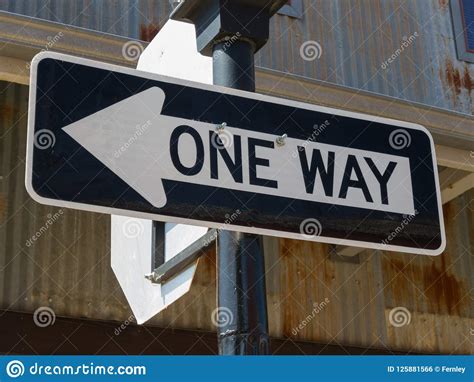One Way Street Sign Stock Photo Image Of Button City 125881566