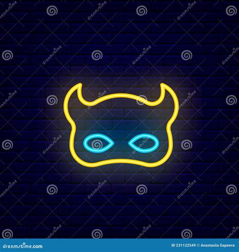 Devil Mask Neon Icon Sexual Seduction Sex Shop Adult Game Night Bright Signboard Isolated