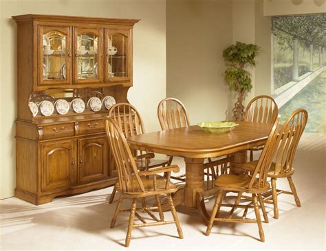 Dining room table and hutch sets. Intercon Furniture Classic Oak 7-Piece Trestle Dining Room ...