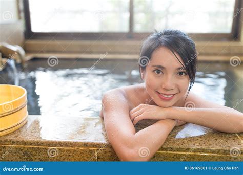 woman enjoy japanese hot springs stock image image of landscape indoor 86169861