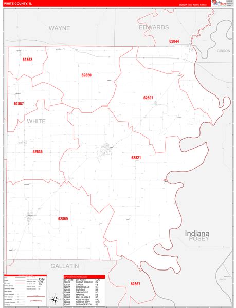 White County Il Zip Code Wall Map Red Line Style By Marketmaps Mapsales