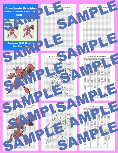 Pokemon Coordinate Plane Graphing Picture Scizor Made By Teachers