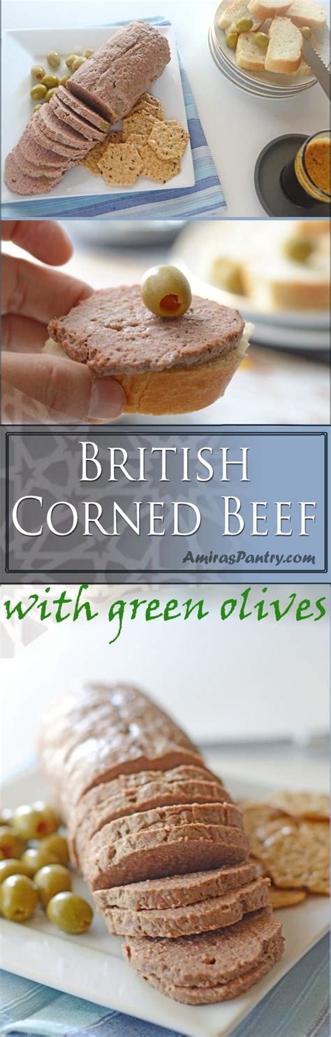 Homemade British Corned Beef Stuffed With Green Olives Collage Amira