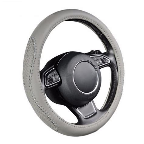 Gray Pu Leather Steering Wheel Cover