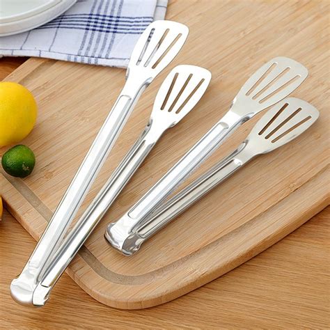 1pc Stainless Steel Kitchen Tongs Bbq Clip Food Tongs Pizza Bread Dessert Server Steak Salad
