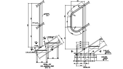 Handrail Post Section Detailed Plans Are Given In This 2d Autocad Dwg