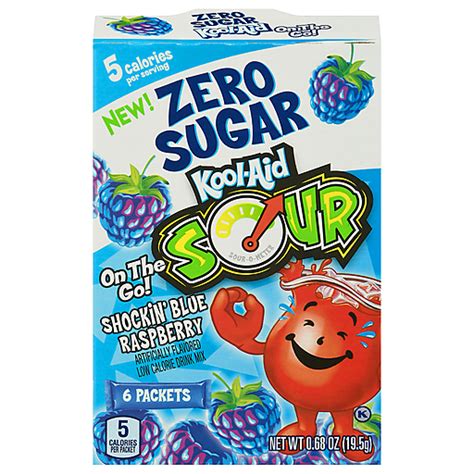 Kool Aid Sour Zero Sugar Shockin Blue Raspberry Low Calorie Drink Mix