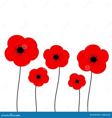 Poppies Illustration Isolated On White Background Stock Vector