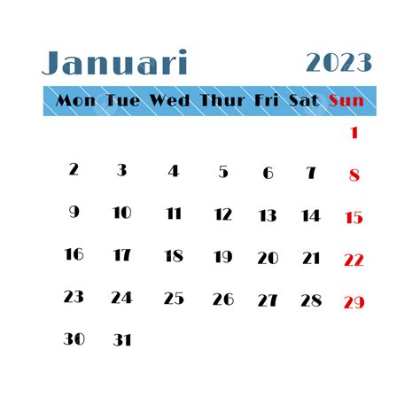 Gambar Kalender Transparan Untuk Januari 2023 Tahun 2023 Hari Png