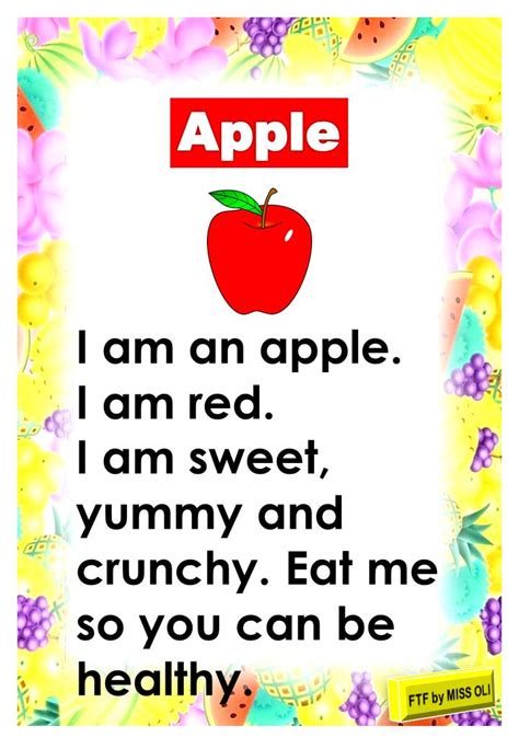 Teacher Fun Files Reading Passages About Fruits