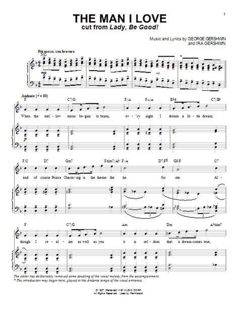 George Gershwin The Man I Love Sheet Music Notes Download Printable Pdf Score 98949