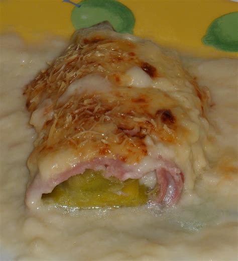 Les Crocs du Loupinet Roulés de poireaux gratinés au jambon