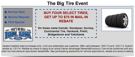 Buy Four Select Tires Get A 70 Rebate By Mail