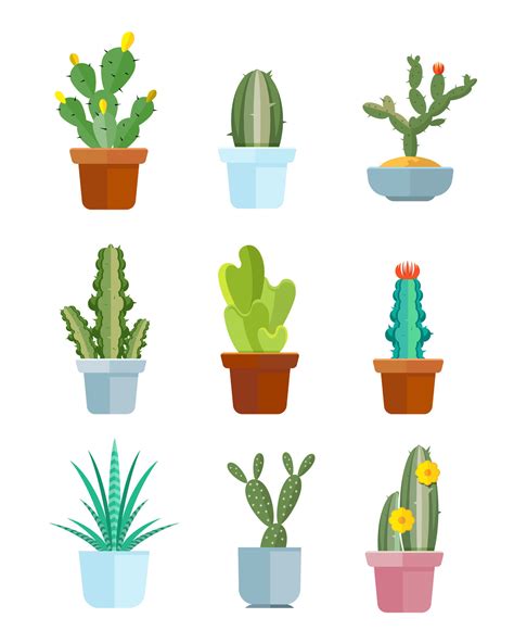 Cartoon Cactus Desert Plants Vector Icons By Microvector Thehungryjpeg
