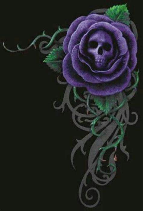 Purple Rose Skull Skull Rose Tattoos Flower Skull Skull Artwork
