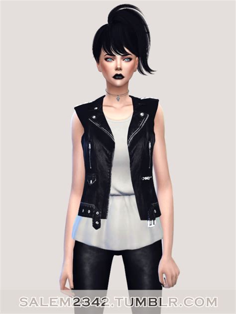 The Sims 4 CC Salem2342 Sleeveless Leather Biker Jacket Acc