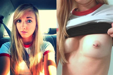 Selfie In The Car Lifting Up Her Shirt To Show Off Her