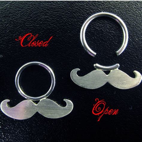 Moustache Mustache Nose Septum Ring Silver By Sassyseptumrings