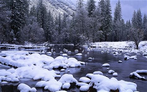Wallpaper Yosemite National Park In Winter Merced River