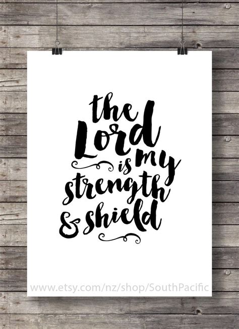 The Lord Is My Strength And Shield Graphic Typography Art Print