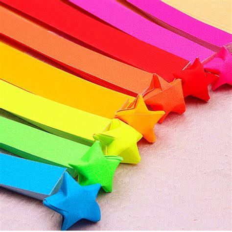 New Folding Star Origami Bright Color Lucky Star Paper Strips Quilling