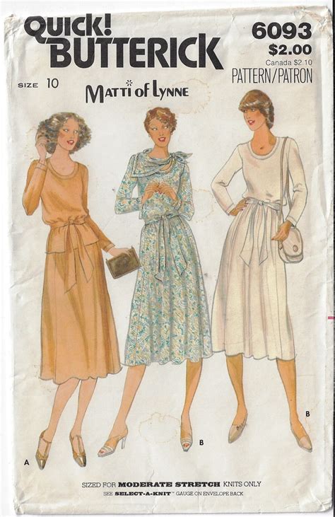 1970s Butterick Sewing Pattern 6093 Matti Of Lynne Womens Knit Etsy