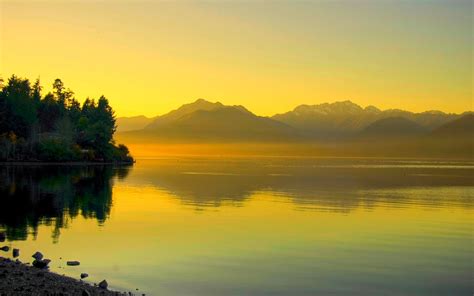 Morning Sunrise At A Lake Hd Wallpaper Background Image 1920x1200