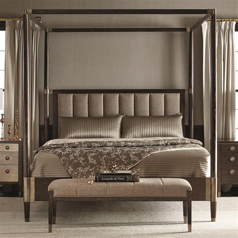 Clarendon King Canopy Bed With Channel Upholstered Headboard By