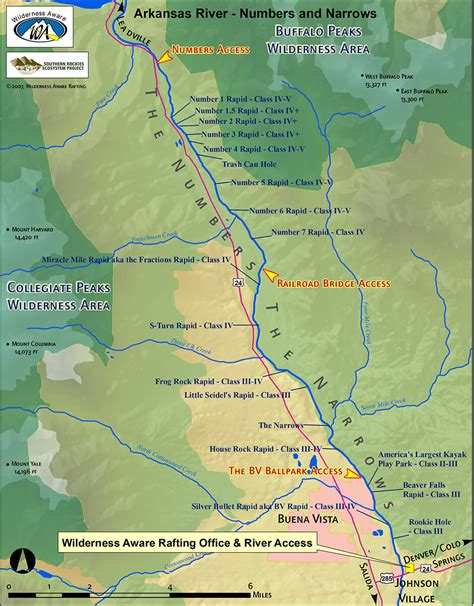 Numbers And Narrows Sections Map Arkansas River