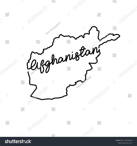 Afghanistan Outline Map Handwritten Country Name Stock Vector Royalty
