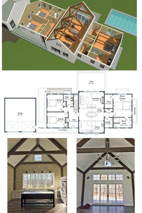 The home has 3 bedrooms in almost 4000 square feet and is perfect for a cottage retreat or year round living. Partial Post and Beam Plan The Wildwood Progresses | Mountain house plans, Fantasy house, Post, beam
