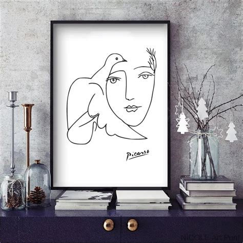 Picasso Poster Modern Minimalist Female Art Face Sketch Canvas Painting